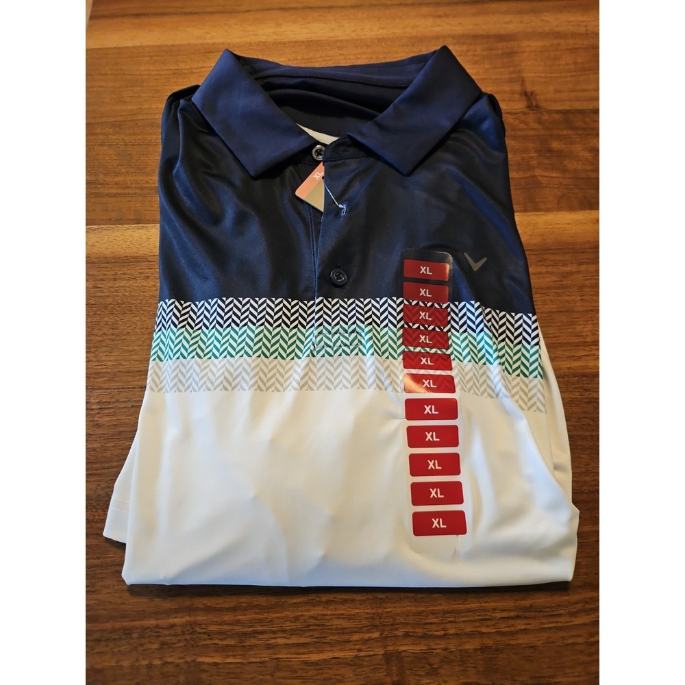 CALLAWAY MEN'S SIZE XL‎ NAVY/WHITE OPTI-DRI GOLF  SHIRT. ACTIVEWEAR CASUAL NEW